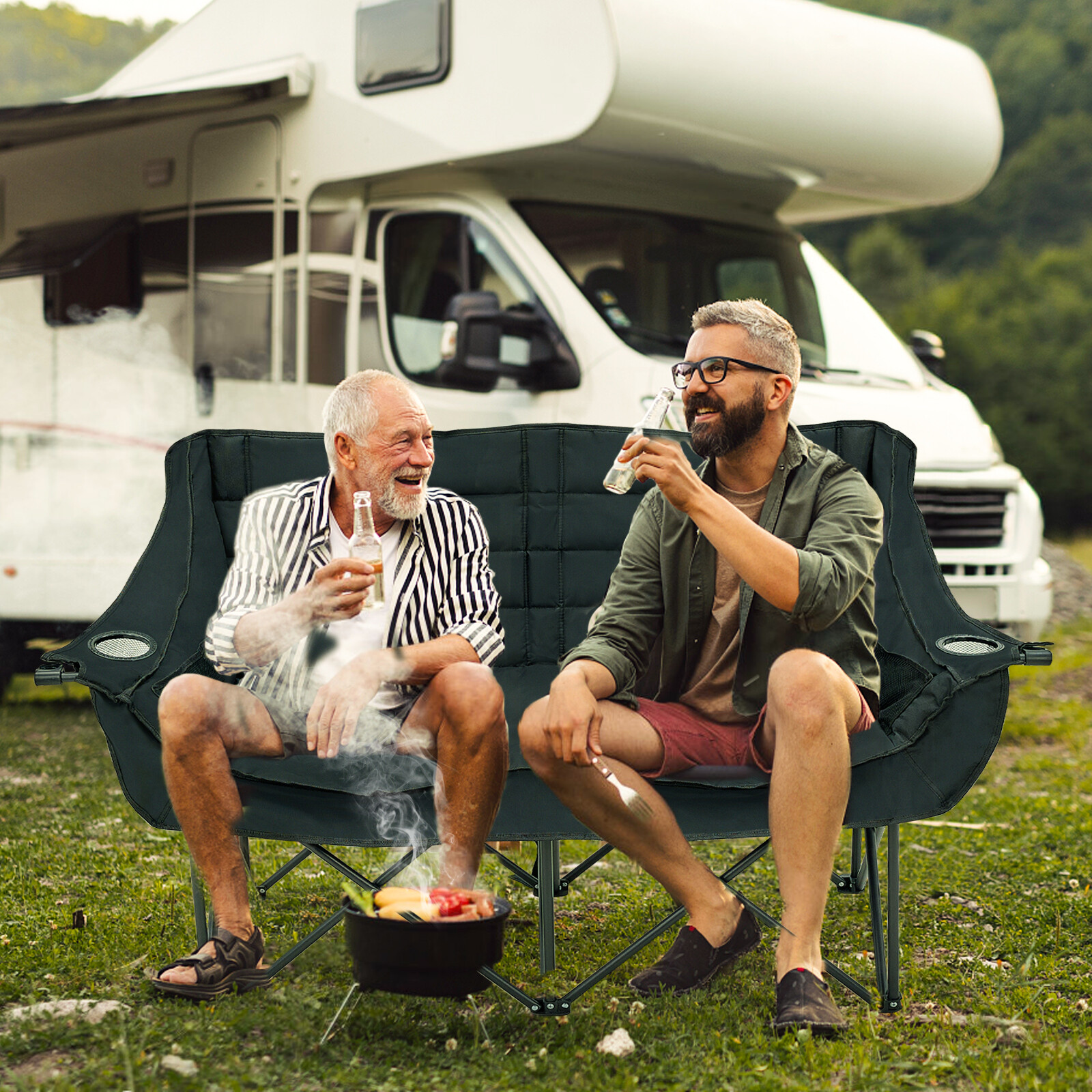 NAIZEA Oversized Fold Up Double Camping Chair 2 Person Camping Chair Loveseat