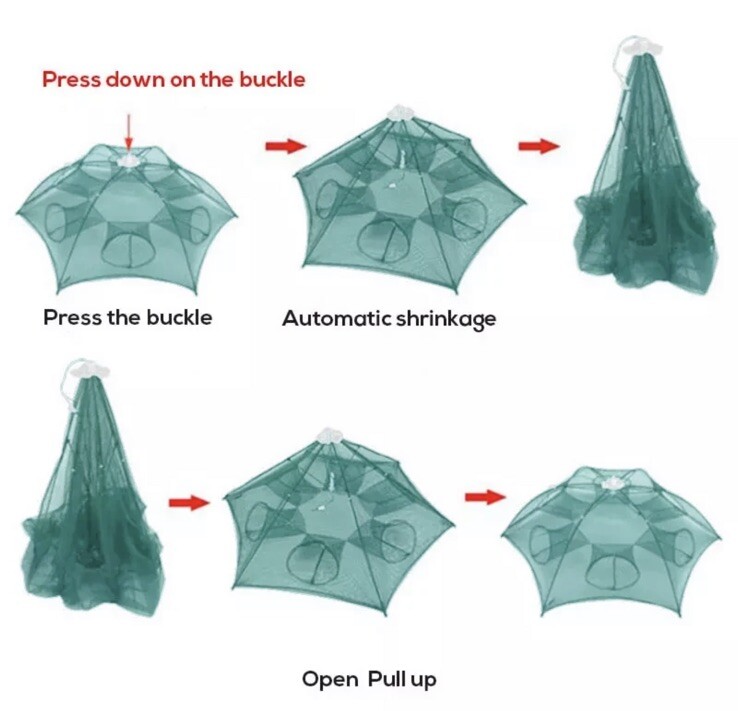 ✅ SET OF 4, 8 Hole Crayfish Trap Crawfish Trap Minnow Trap Shrimp Trap Crab Net