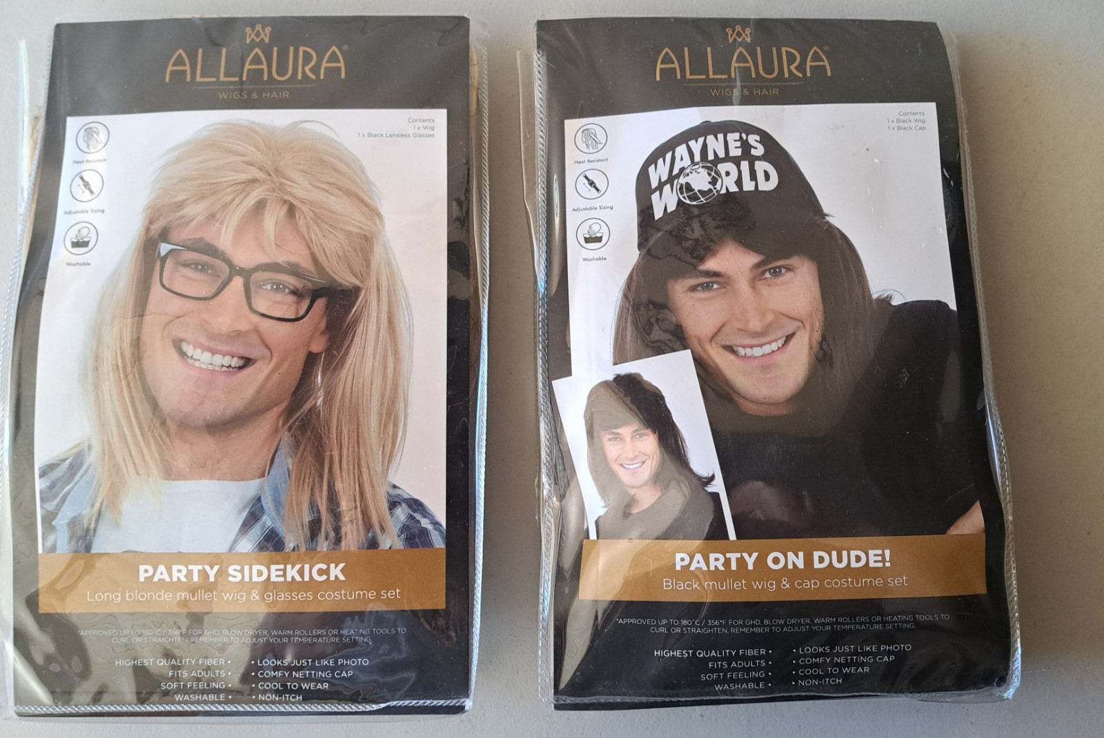 Waynes World Duo Wig Costume Garth & Wayne Cosplay NWT