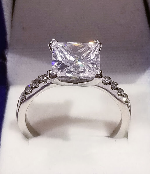 SALE! 3.50 Ct Princess LC Moissanite solitaire Engagement Ring Stainless steel