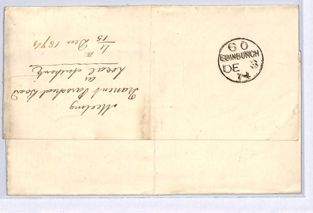 GB QV BANTAM ½d Plate 10 (DJ) Cover TRANENT Duplex 1874 Edinr Scotland XB48