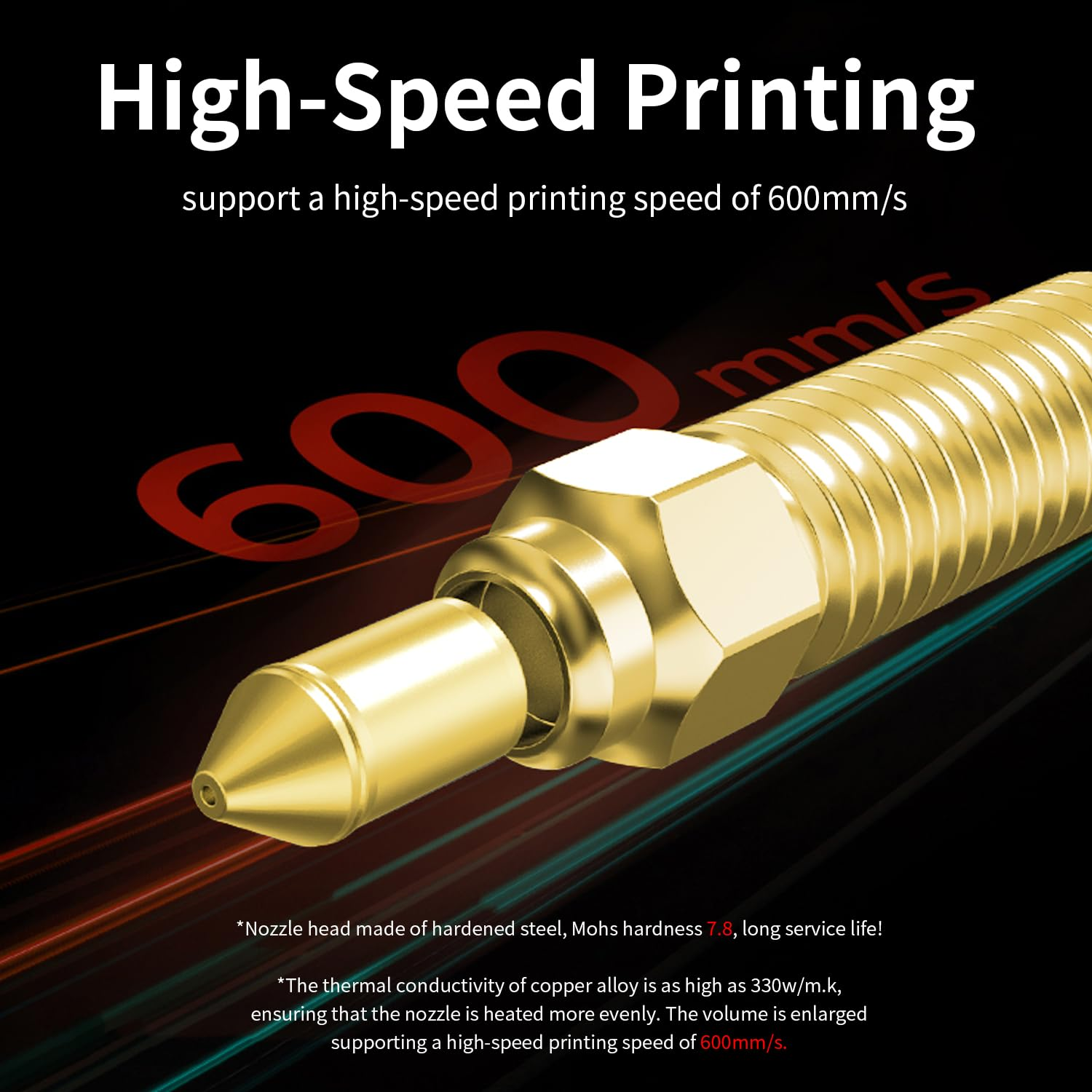 2PCS Hardened Steel & Brass Nozzle Set for Ender 3 V3 KE Printing Components