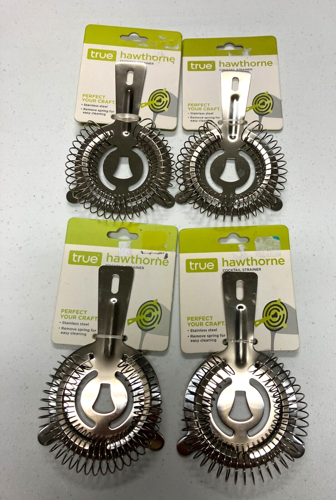4 NEW True Hawthorne Cocktail Stainless Steel Strainers W
