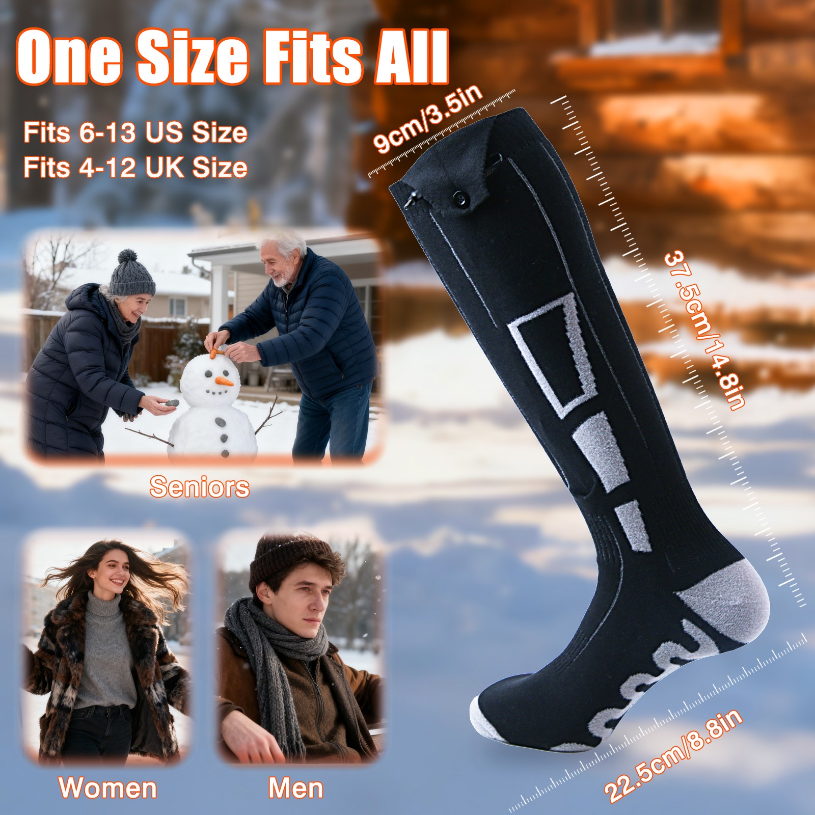 Men/Women Heated Socks – Rechargeable 7500mAh, 2025 Upgraded 360° Heat