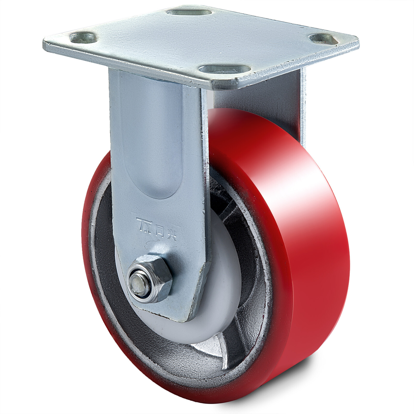 4 Pack Heavy Duty Caster Set 6" Polyurethane on Cast Iron Wheels No Mark Red