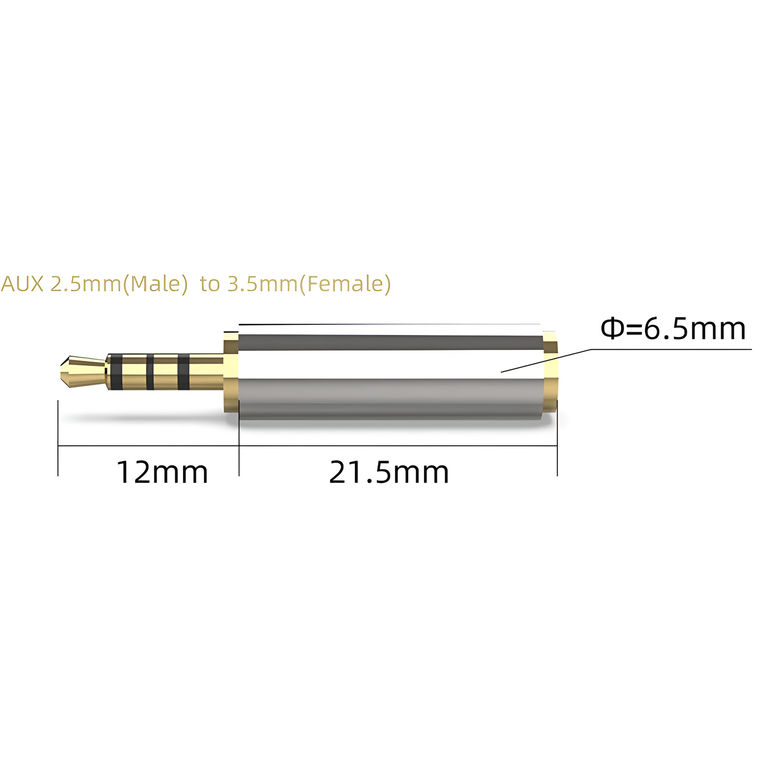 2.5mm Male to 3.5mm Female Stereo Mic Audio Headphone Jack Adapter Converter