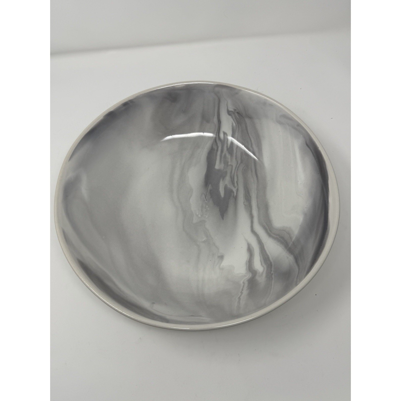 Simon Pearce Marble Stratus Serving Bowl Gray White Swirl Stoneware EUC RARE