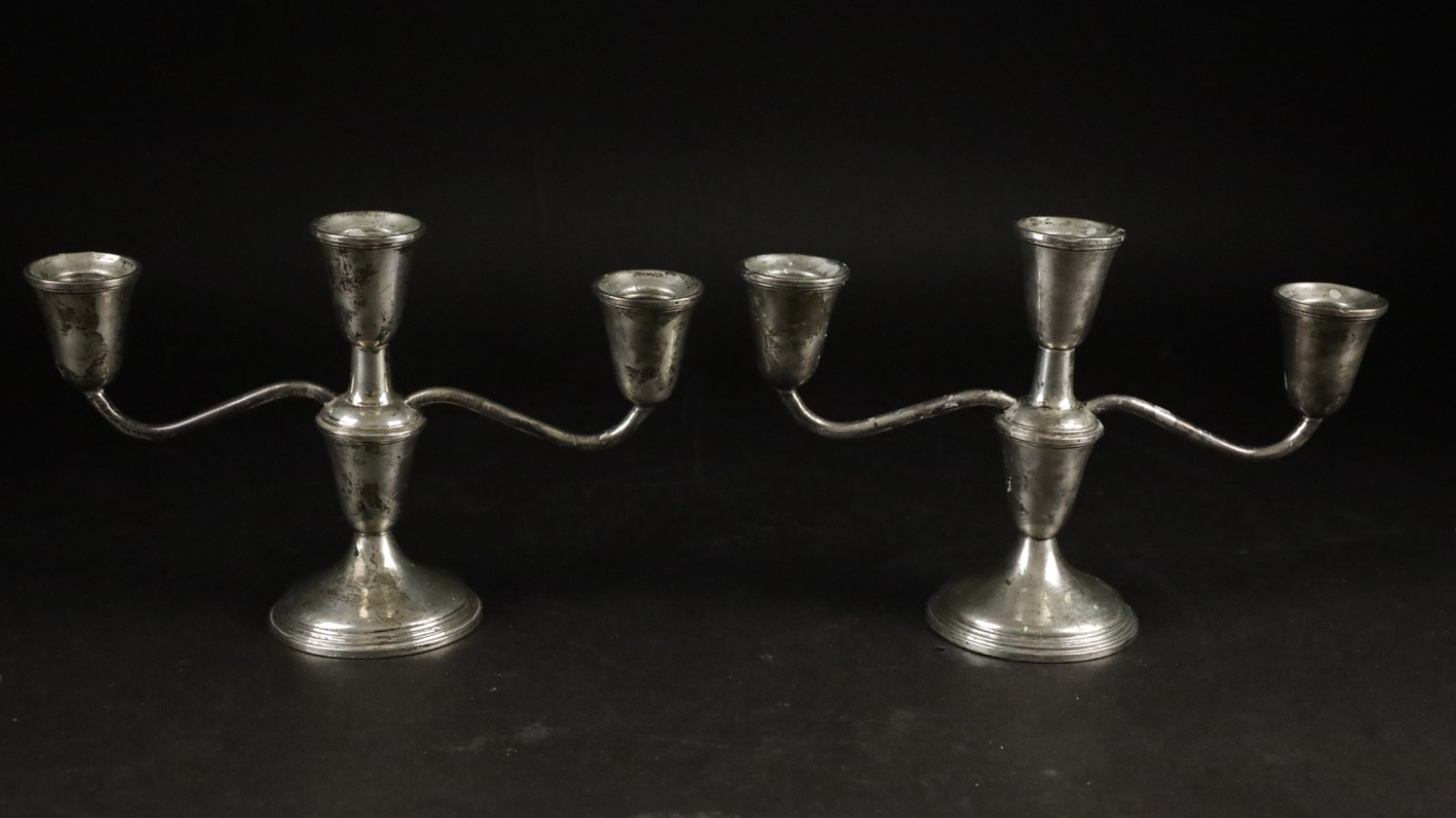 Pair Of Vintage “Empire” Sterling Silver  Candelabras #386 - Fast Ship!