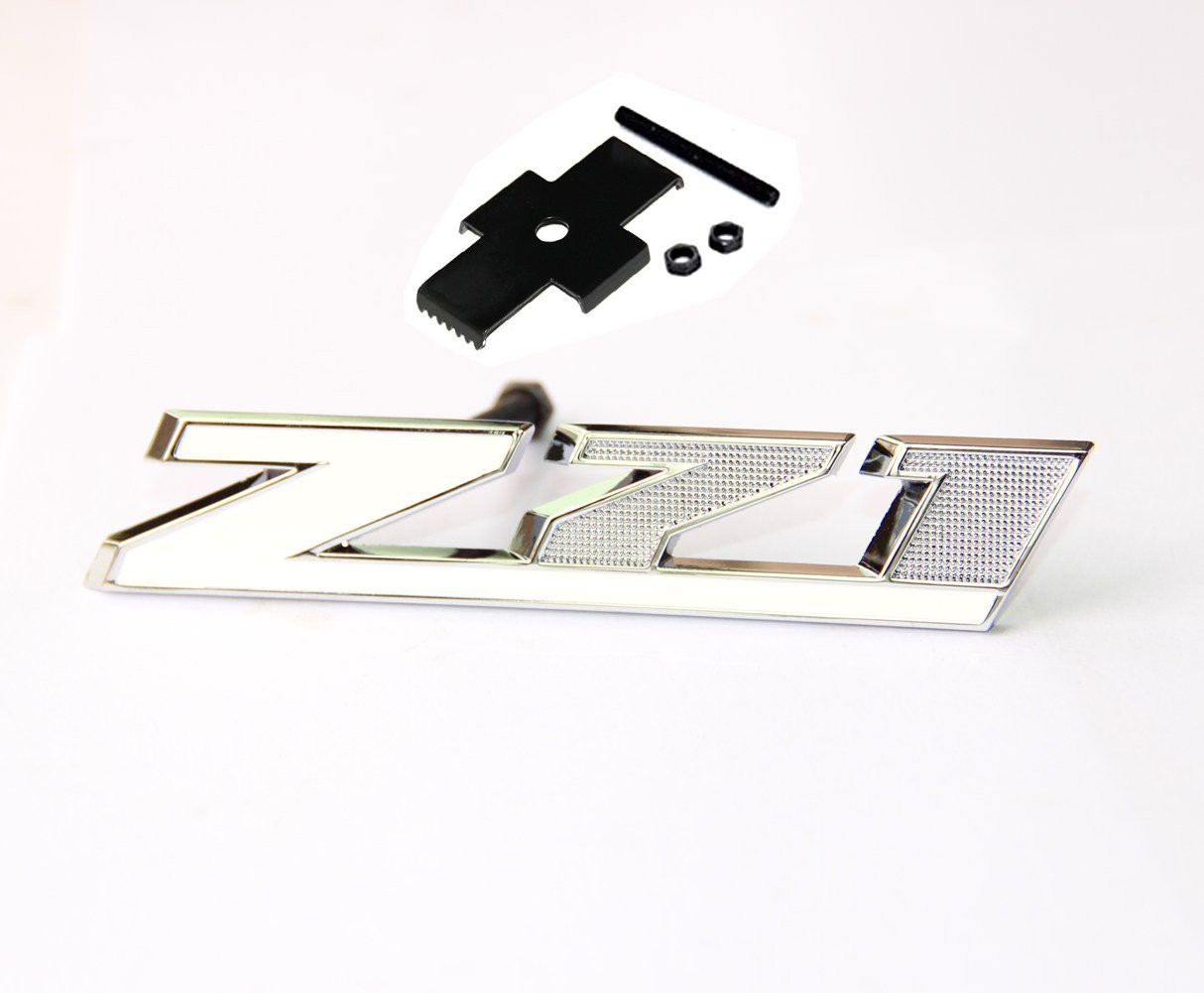 Yoaoo 1x White Grill Z71 Emblem Badge Compatible with Chrome white