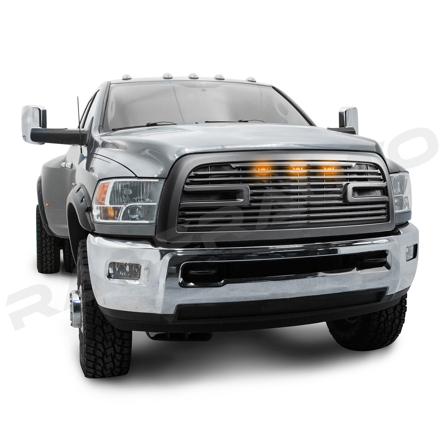 Big Horn 2+LED Matte Black Replacement Grille+Shell for 10-18 Dodge RAM 2500+HD