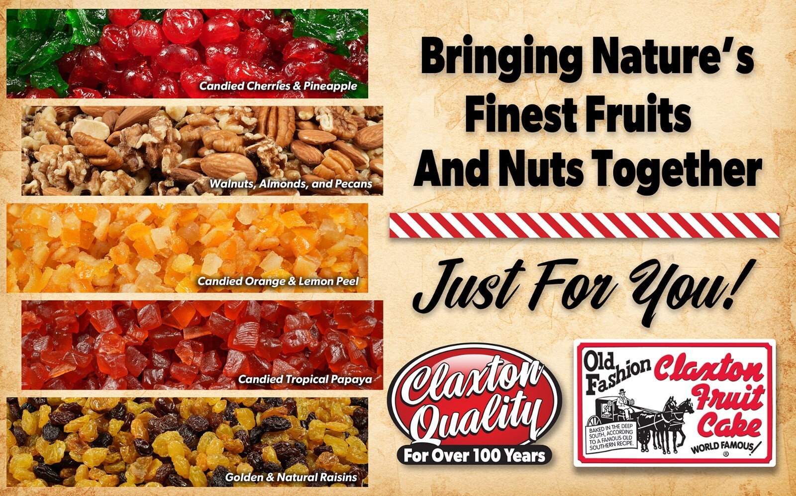 Claxton Fruit Cake 3-1 Lb. DARK - Shipped Direct From Claxton Bakery, Inc.