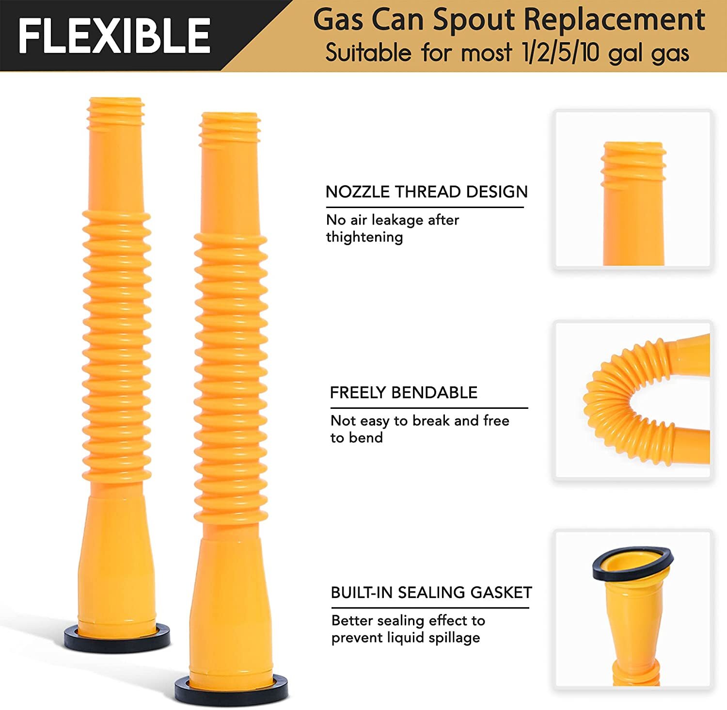 2X Replacement Gas Can Spout Nozzle Vent Kit for Plastic Gas Cans Old Style Caps