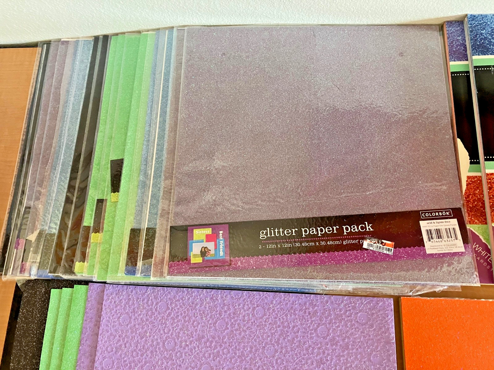 Huge Lot 12x12 Scrapbook Glitter Paper Mixed Colors 118 Pages 6 Pounds 13 Ounces
