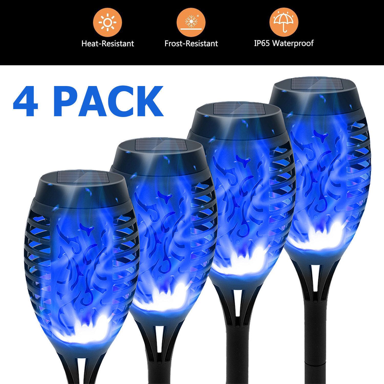 Solar Outdoor Lights Power Torch Light Flickering Flame Garden Waterproof Lamp