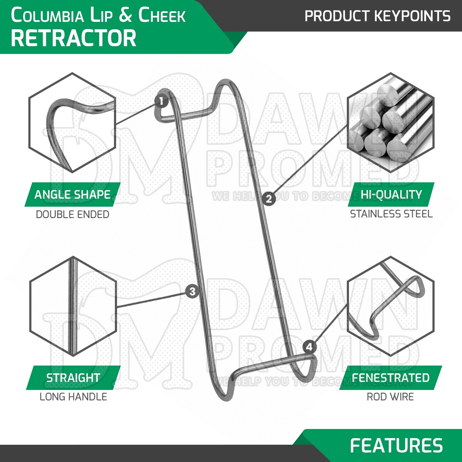 2 Pcs Columbia Lip & Cheek Retractor 5.5" Dental Mouth Opener Orthodontic Inst