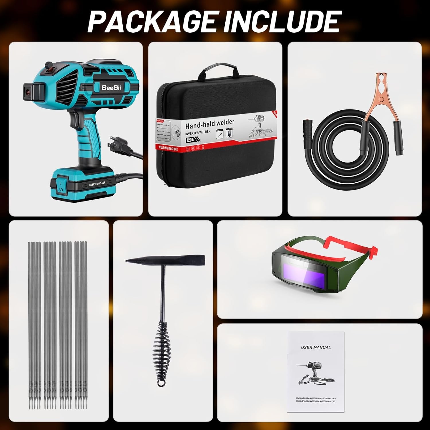 Seesii 110V Welding Machine 120Amp Portable ARC Welder Gun Hand Held Welder