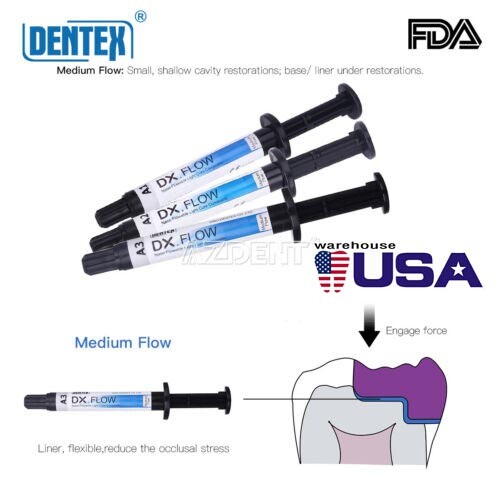 Dental Flujo medio de resina compuesta curado por luz fluida A1/A2/A3 3g/Syring