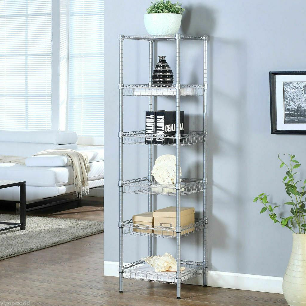 63" 6 Shelf Adjustable Coner Storage Shelving Unit Steel Organizer Wire Rack