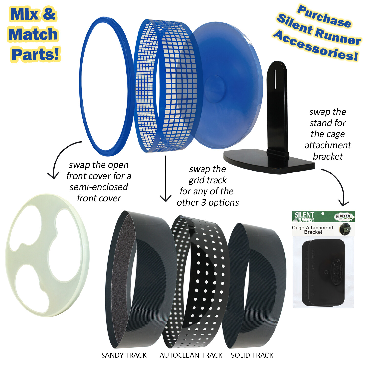 Silent Runner Pro Blue - Durable Pet Exercise Wheel with Cage Attachment