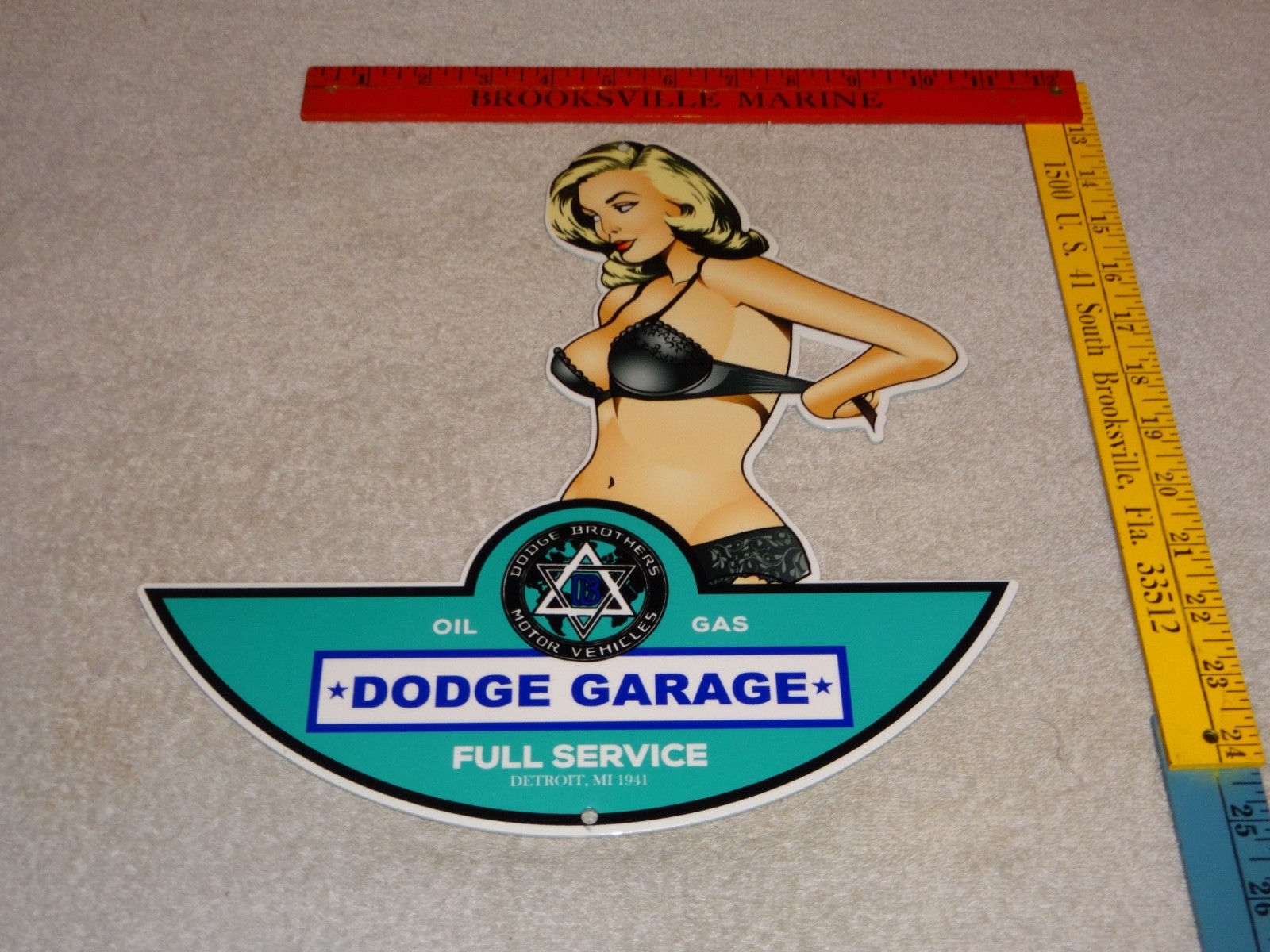 VINTAGE DODGE BROTHERS MOTOR VEHICLE SERVICE GARAGE 👩 WOMAN METAL GASOLINE SIGN