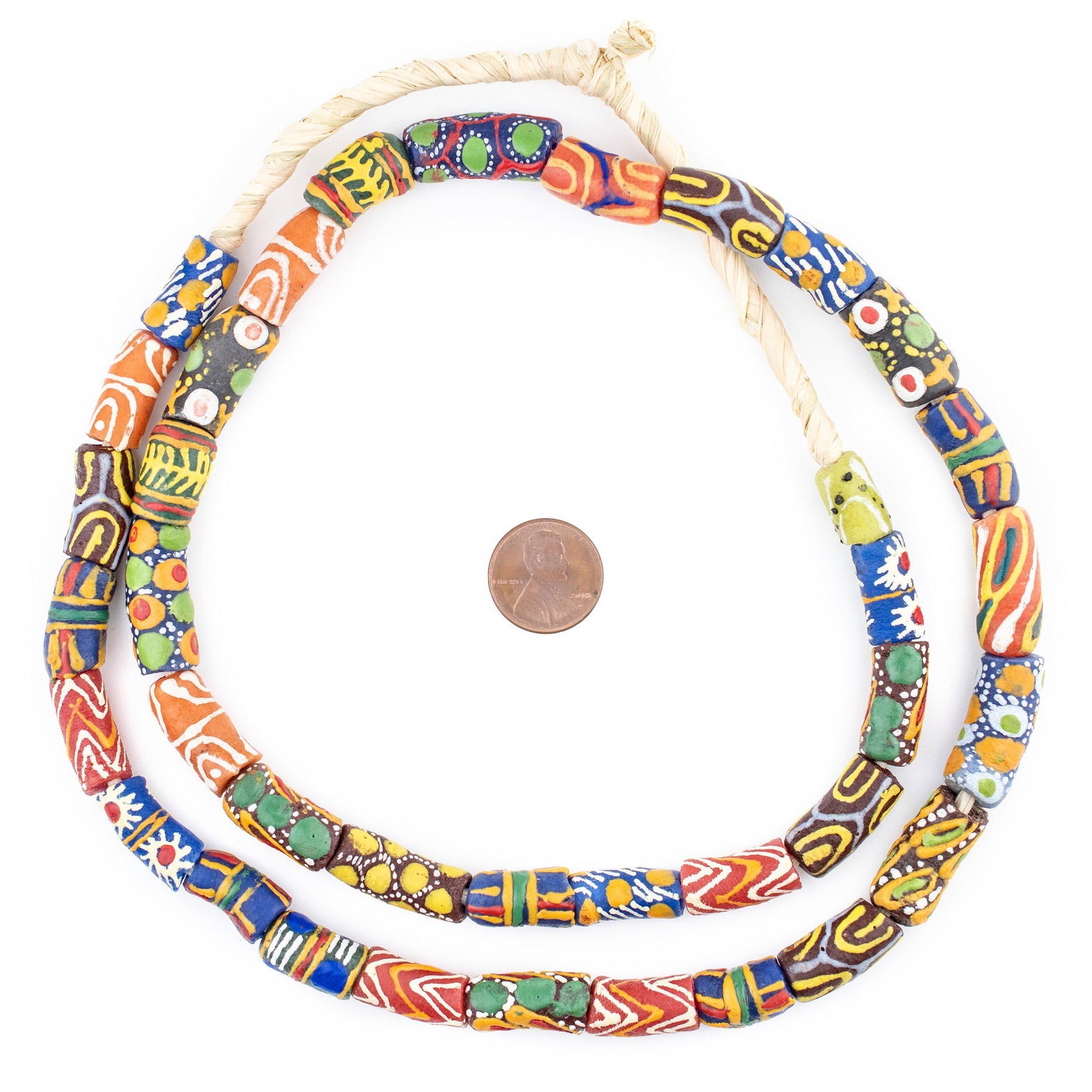 Rainbow Mix Krobo Powder Glass Beads 10mm Ghana African Multicolor Elbow