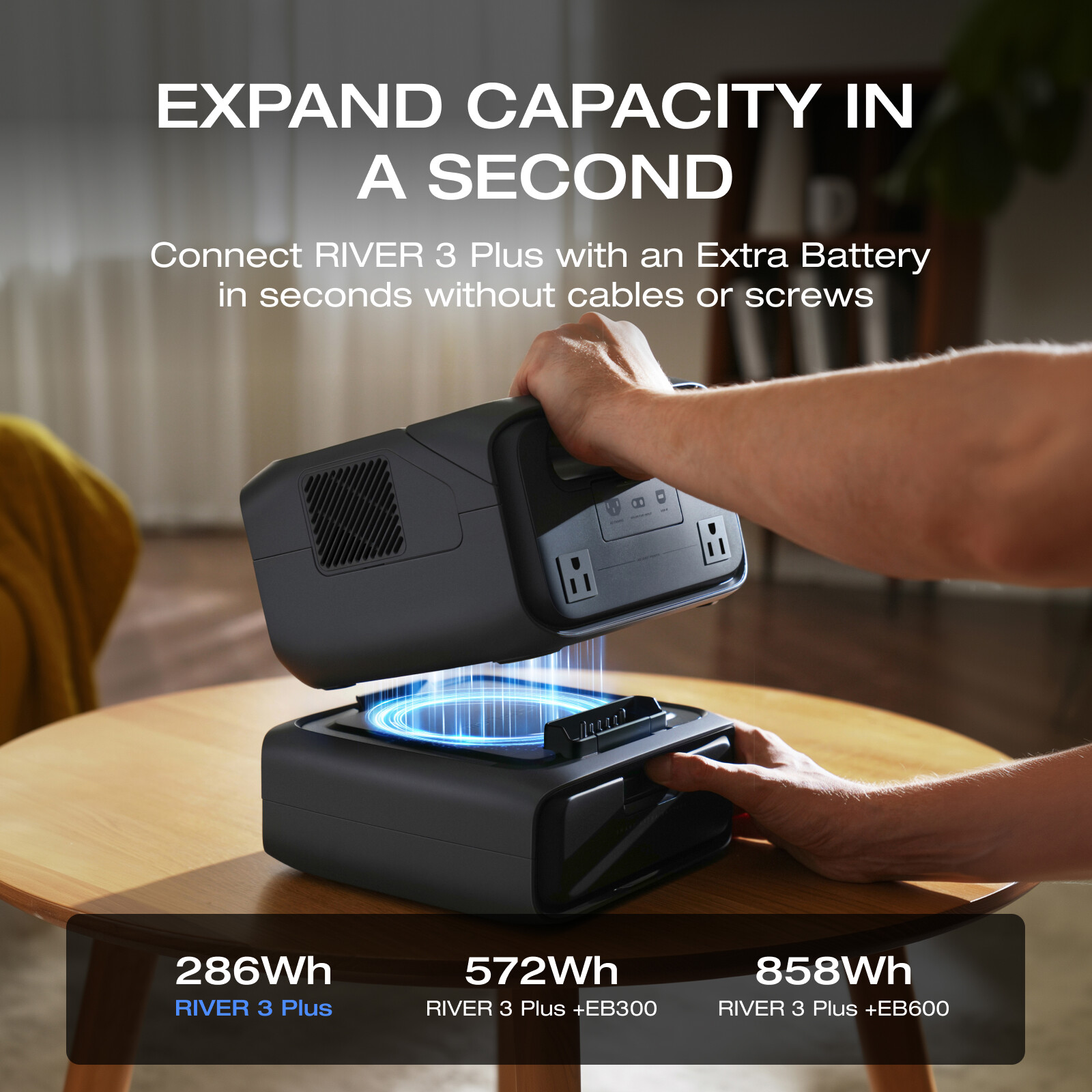 EcoFlow 572Wh River 3 Plus Portable Power Station with EB300 Extra Battery