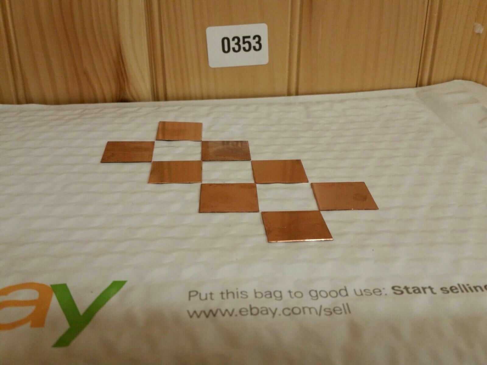 Copper Square 1" .020 Thick 8 piece lot jewelry 020 0.020 Art Solder Welding