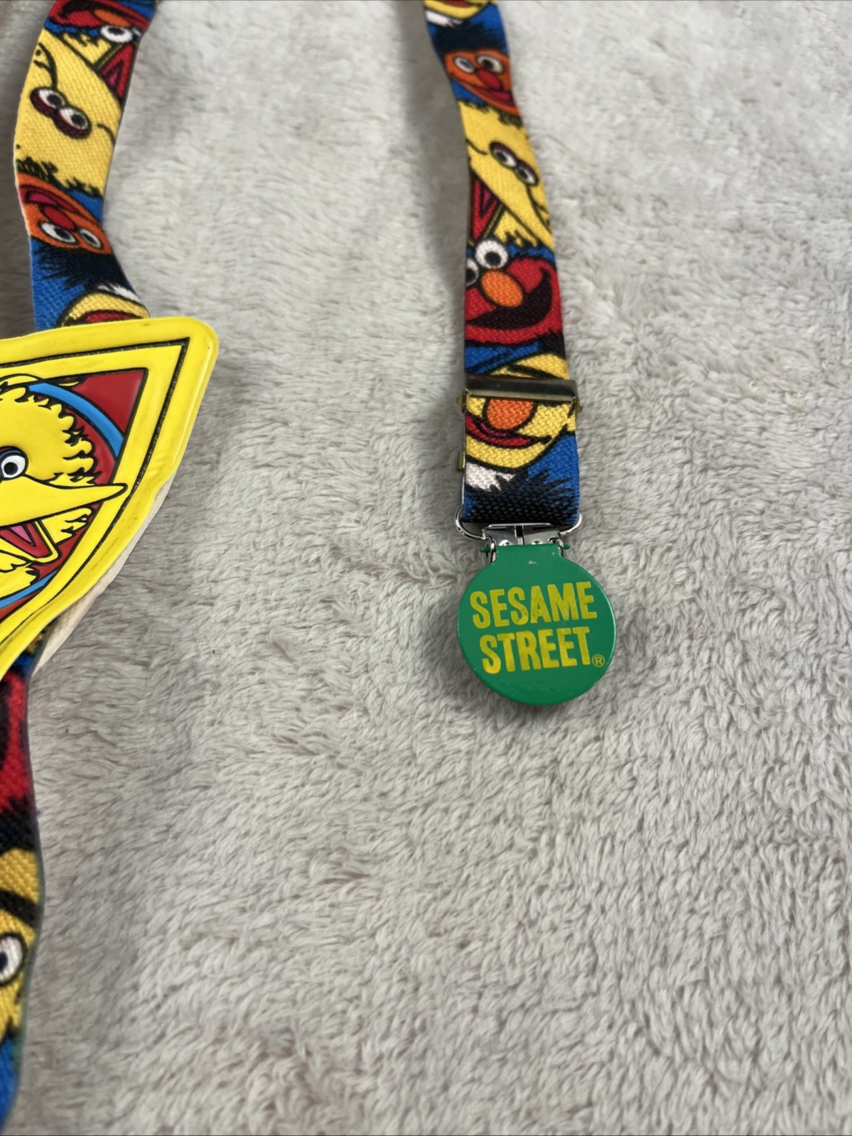 Vintage Sesame Street Big Bird Elastic Boys Adjustable Suspenders