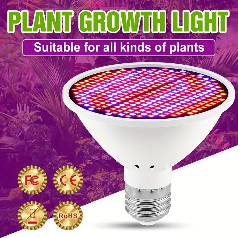 300LED Grow Light Bulb Full Spectrum Light for Indoor Plants Flowers Veg Growing