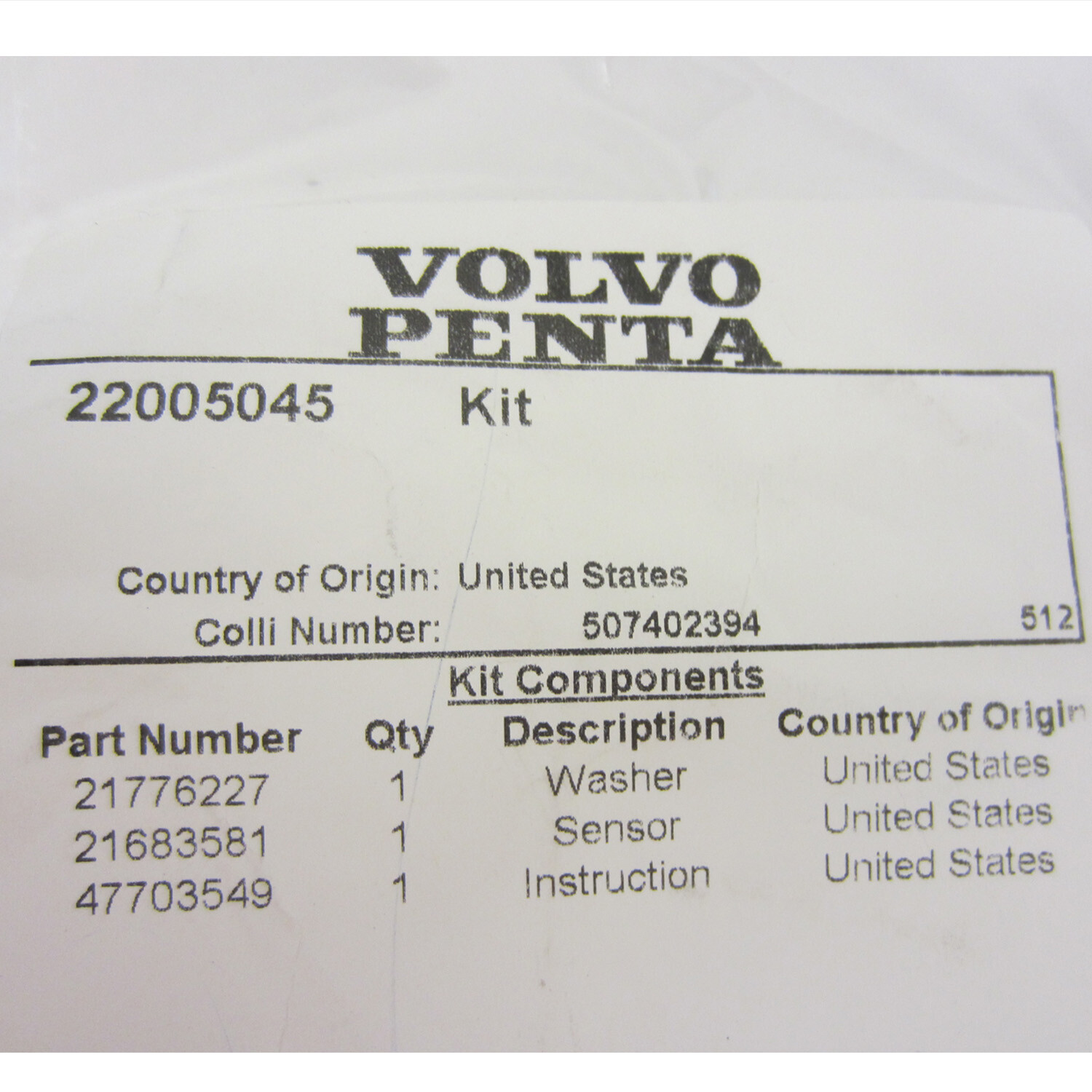 Volvo Penta OEM Non-Contact Trim Sender Kit, 22005045