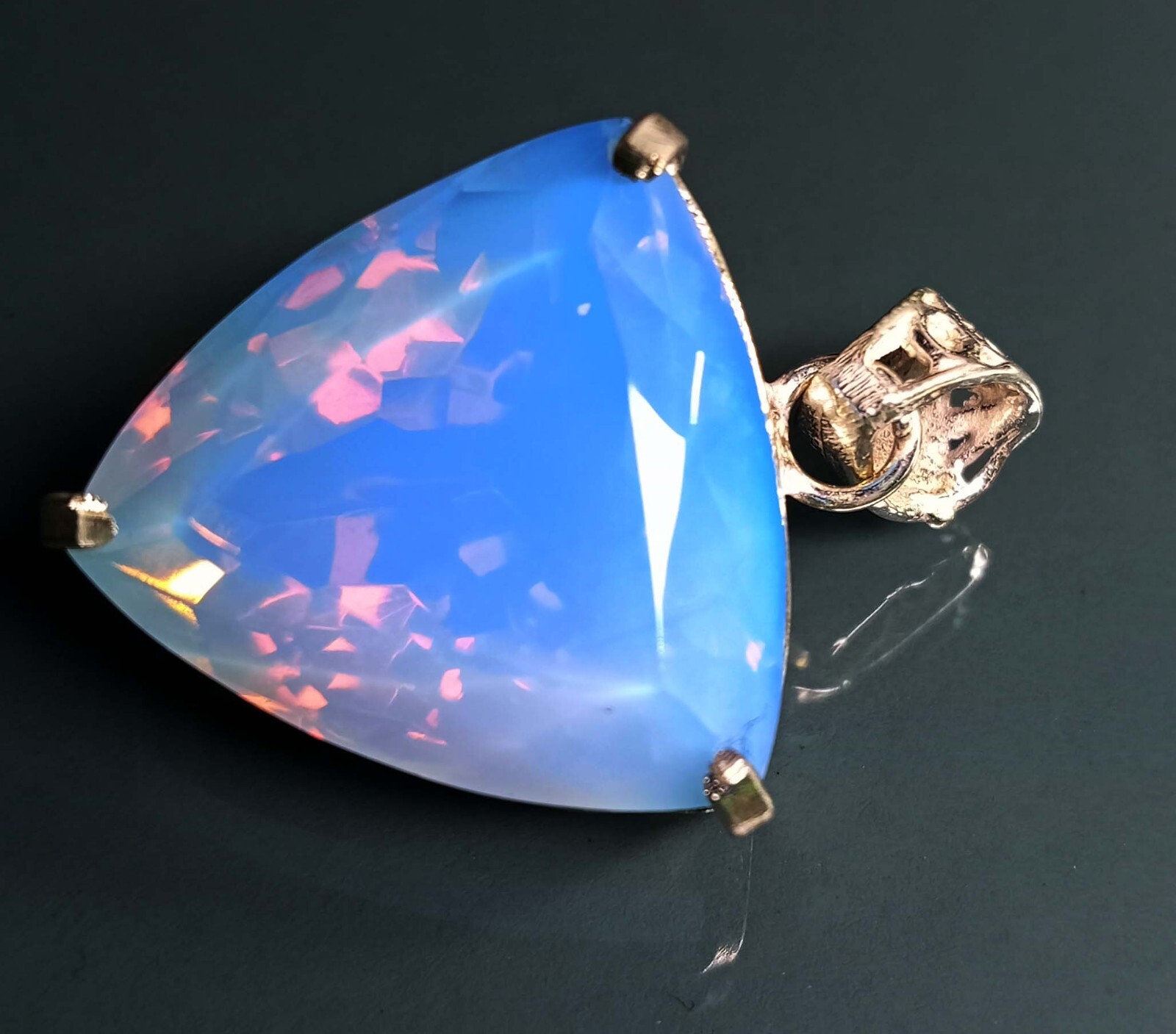 Trillion Cut Pendant 54.25 Ct Opal Blue Natural Loose Gemstone Locket Certified