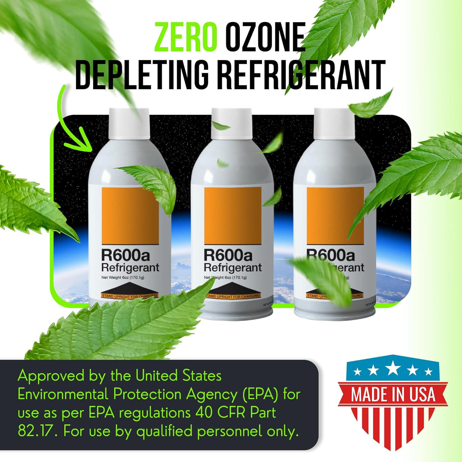 R600A Refrigerant - Upright Charging Self Sealing Can - 6Oz Can - R6