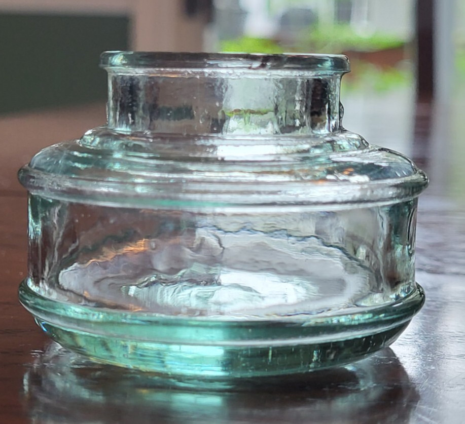 Antique Light Green Round Ink Bottle - Pat July 8 1895