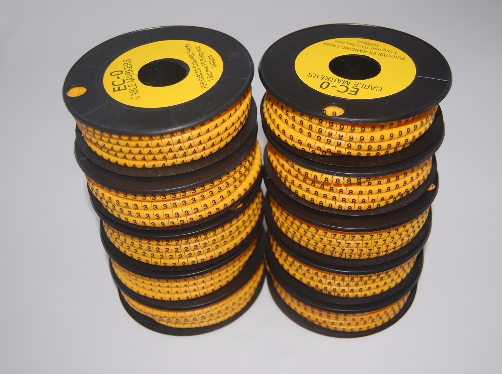 10000PCS For  Cable Markers Number 0-9 soft PVC 10 Rolls 1.5-3mm2 wire EC-0