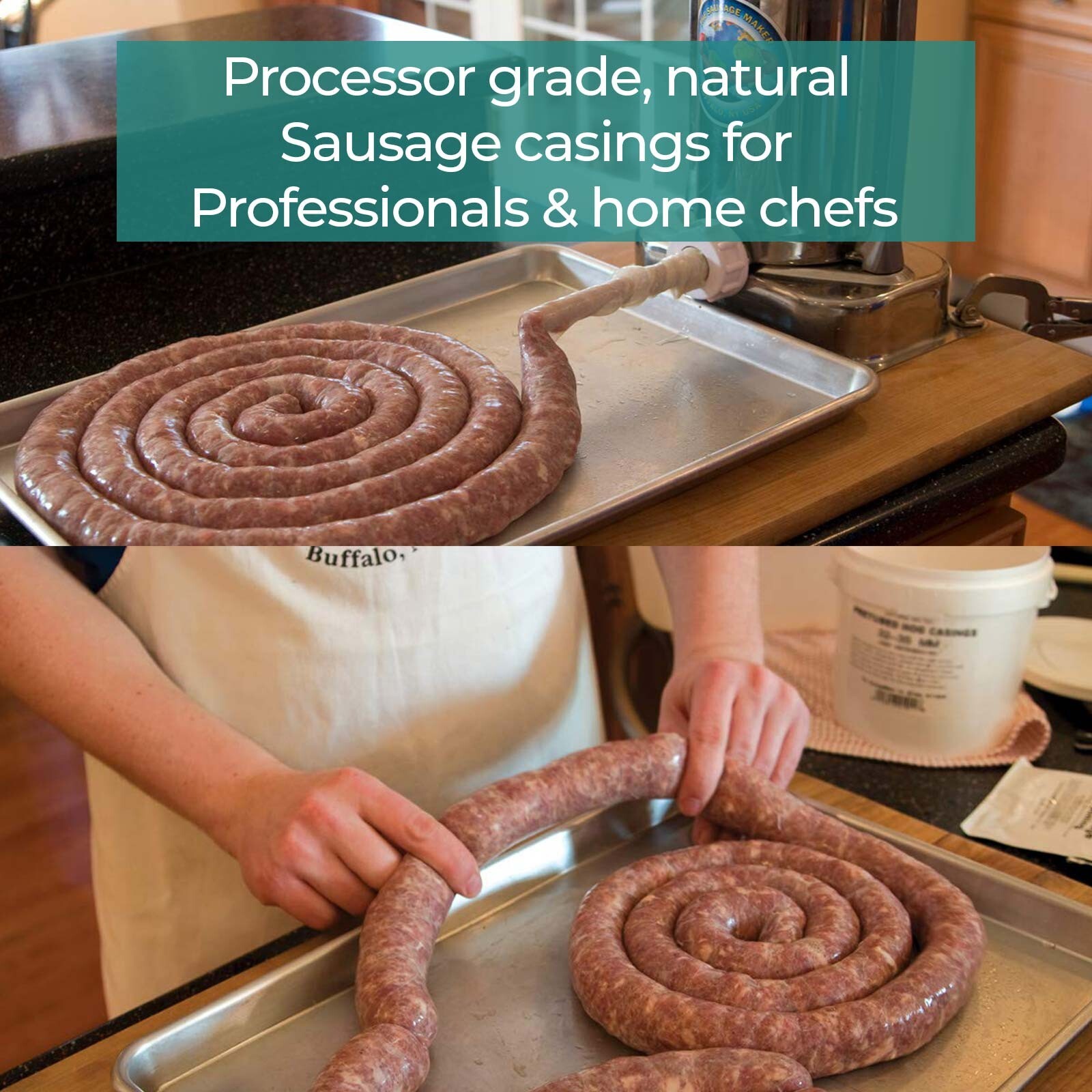 Pre-Tubed Natural Hog Casing For Sausage Grade-A Edible Skin, The Sausage Maker®