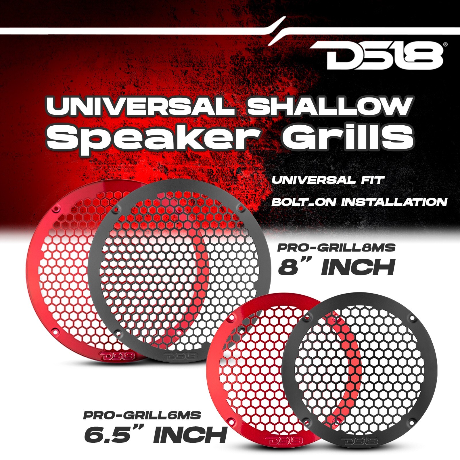 DS18 PRO-GRILL8MS PRO 8" Slim Metal Shallow Speaker Grill - Black