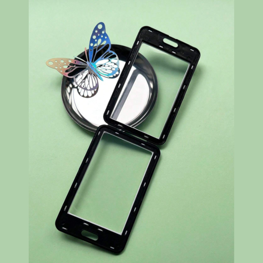 ID Badge Holder with Double-Sided Windows Hard Plastic Vertical ID Card Holder