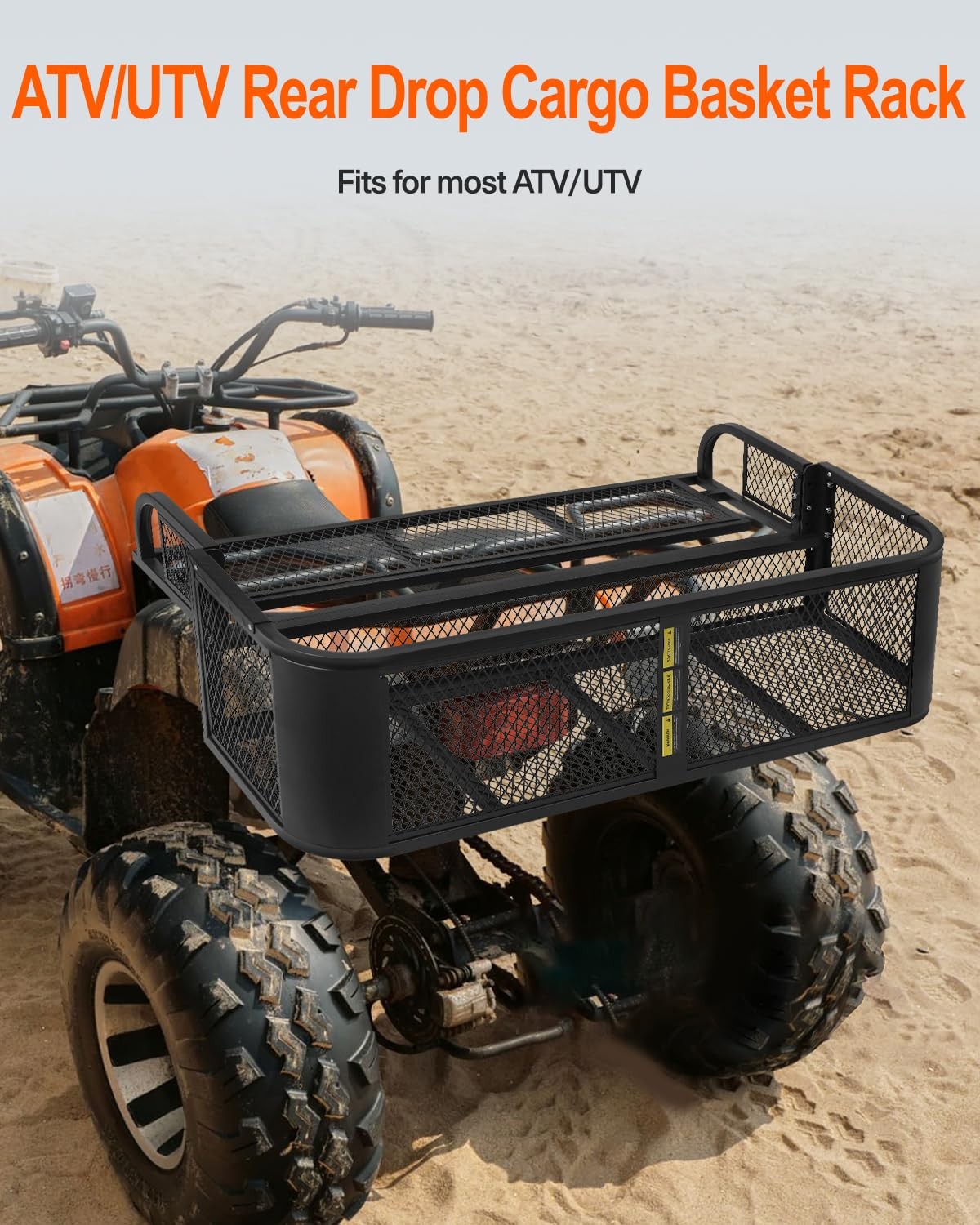 Heavy Duty ATV UTV Rear Cargo Basket Drop Style Steel Storage Rack 500 lbs