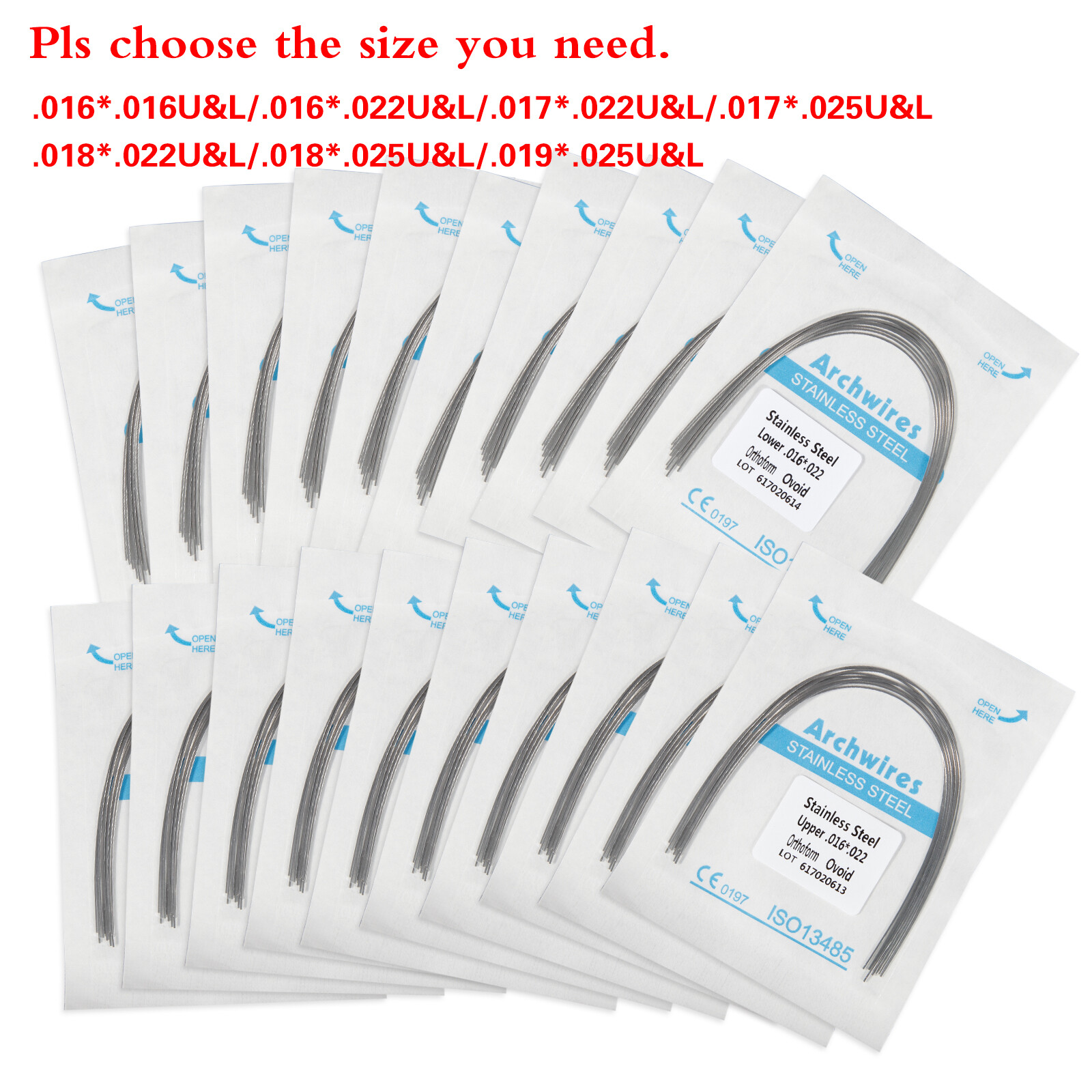 Alambre para Arco de Ortodoncia Dental Acero Inoxidable Redondo Rectangular CE