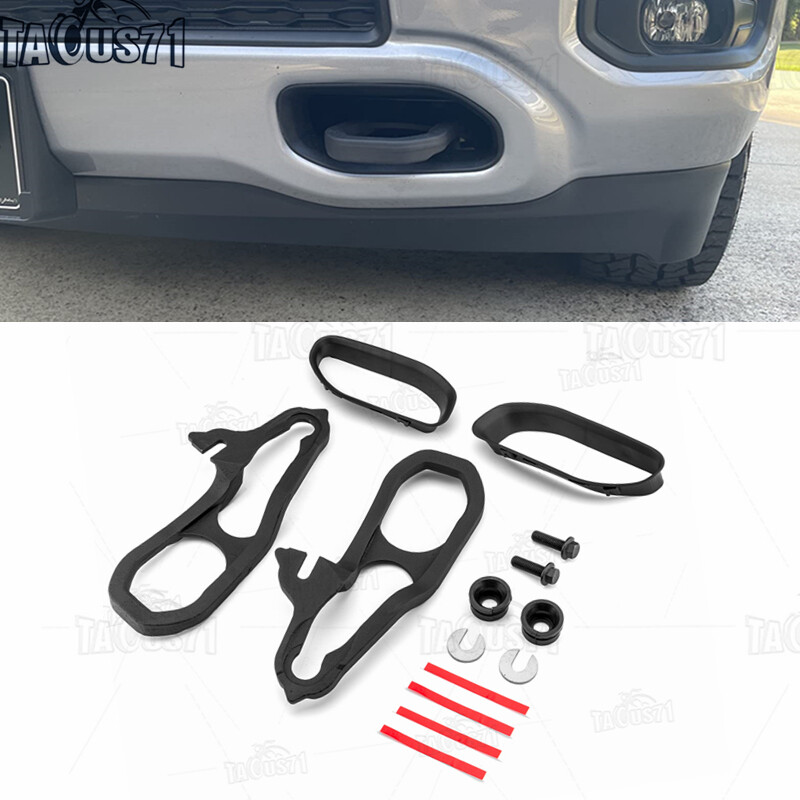 Front LH & RH Black Tow Hooks W/ Hardware Heavy Duty For Ram 1500 DT 2019-2024