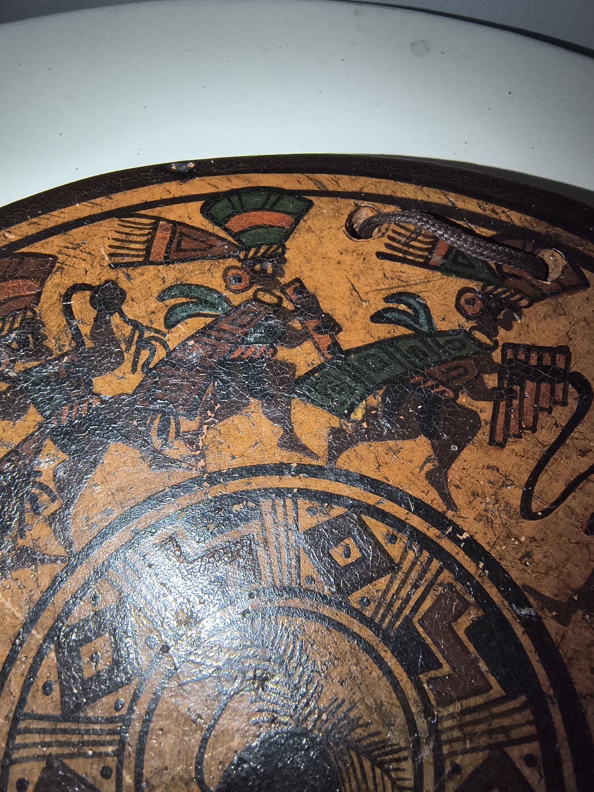 Chinchero Cusco Peru 6" Hand Painted Wall Hanging Plate With Llama & Dancing Men