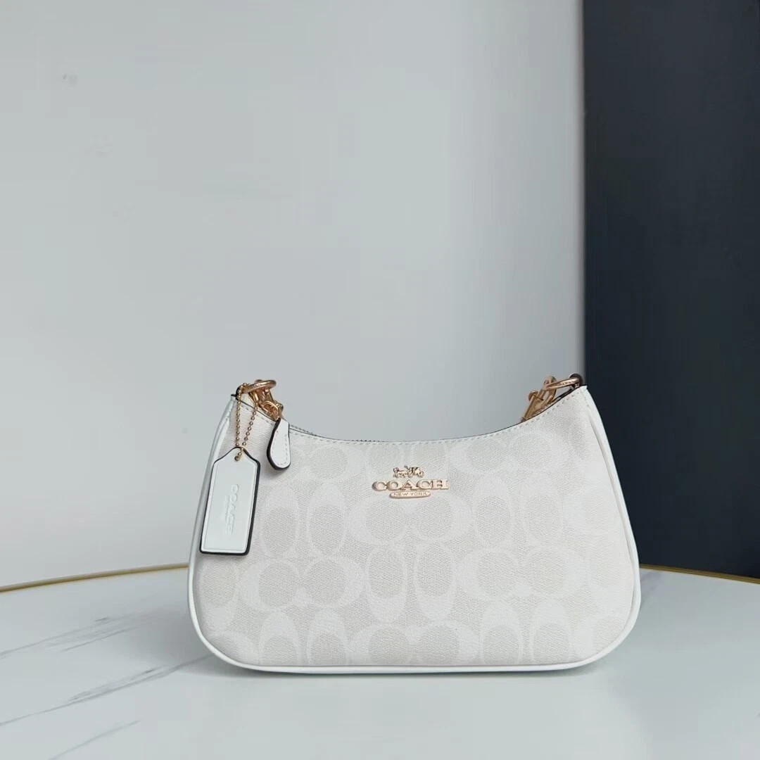 COACH  Teri Shoulder Bag In Signature Canvas CA548 White NWT