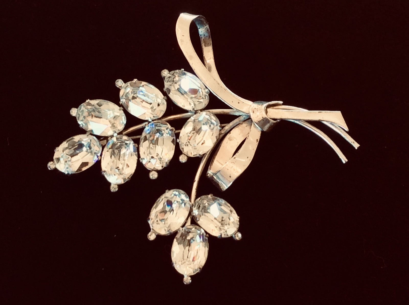 RARE Vintage ~ WWII Era ~ CORO ~ STERLING SILVER ~ 3.75” Rhinestone Pin