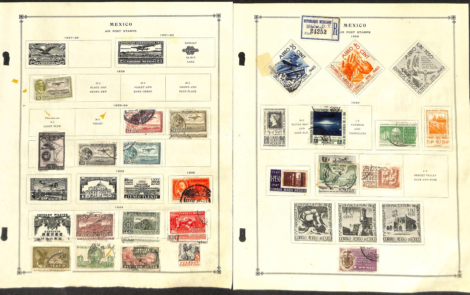 Mexico Stamp Collection on 25 Scott International Pages, 1856-1958 (BD)