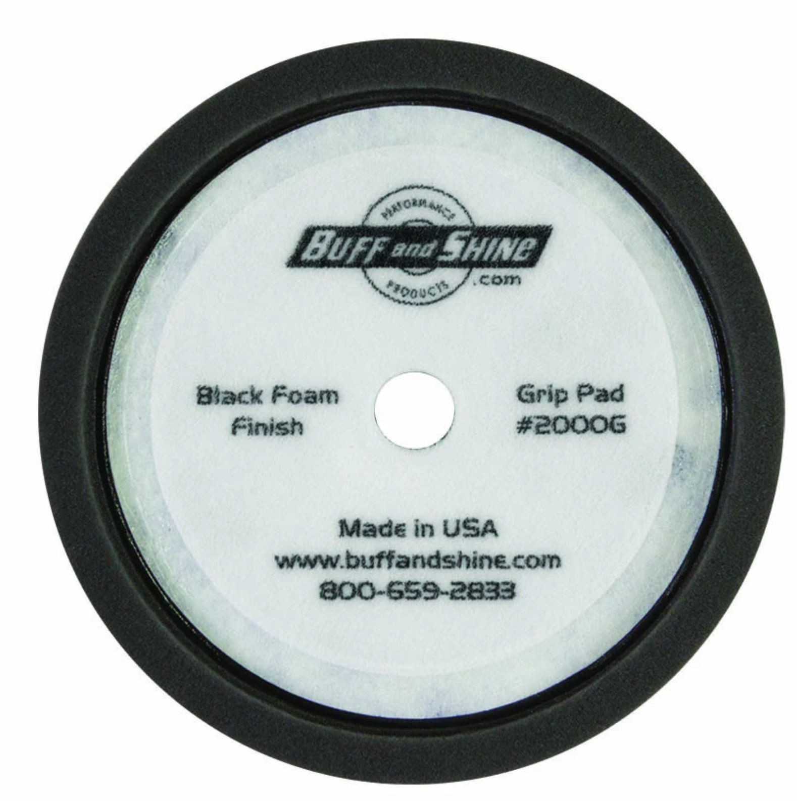 Buff & Shine 2000G 8″ x 2″ Recessed Hook & Loop Black Foam Grip Buffing Pad