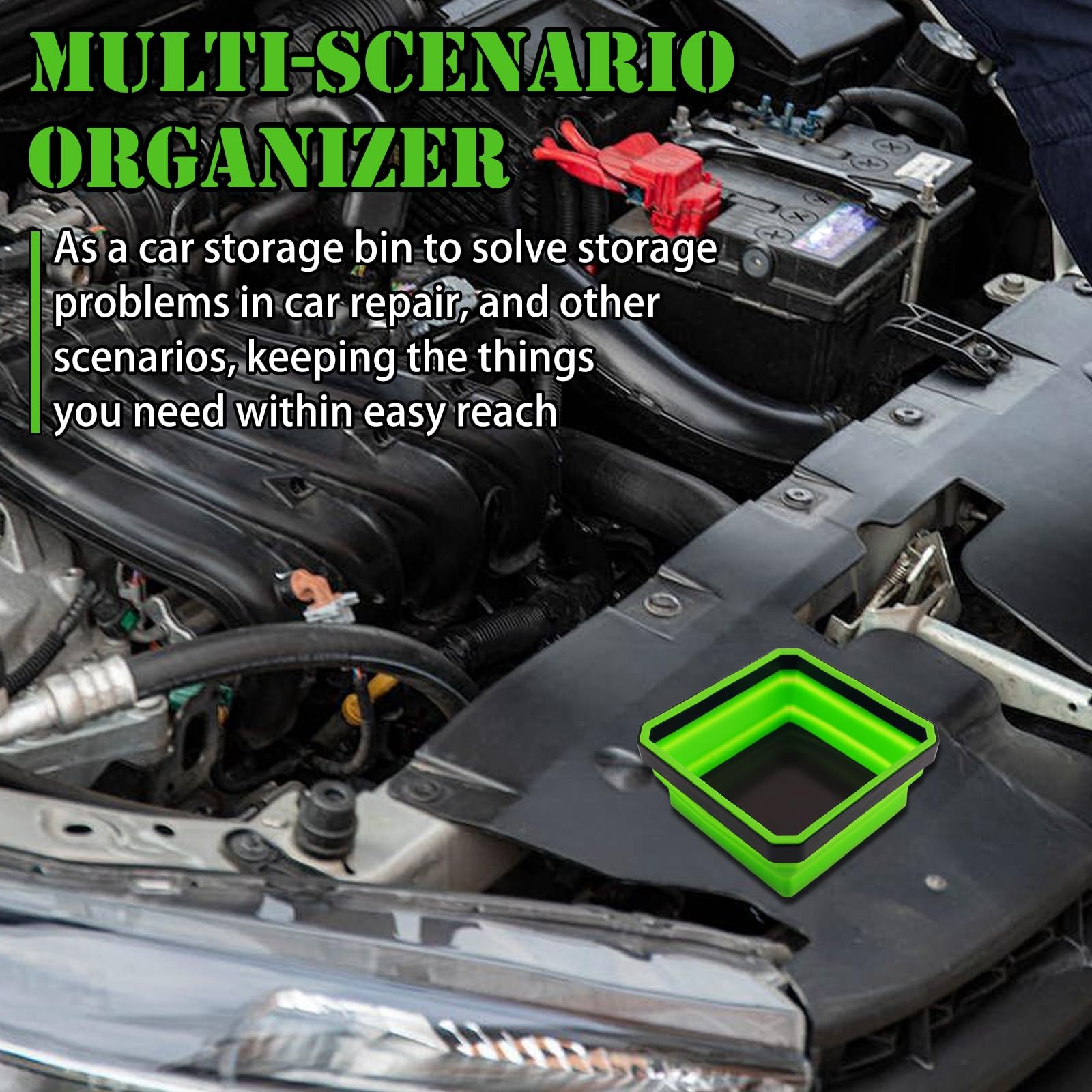 Magnetic Tray for Screws,Collapsible Parts with Green