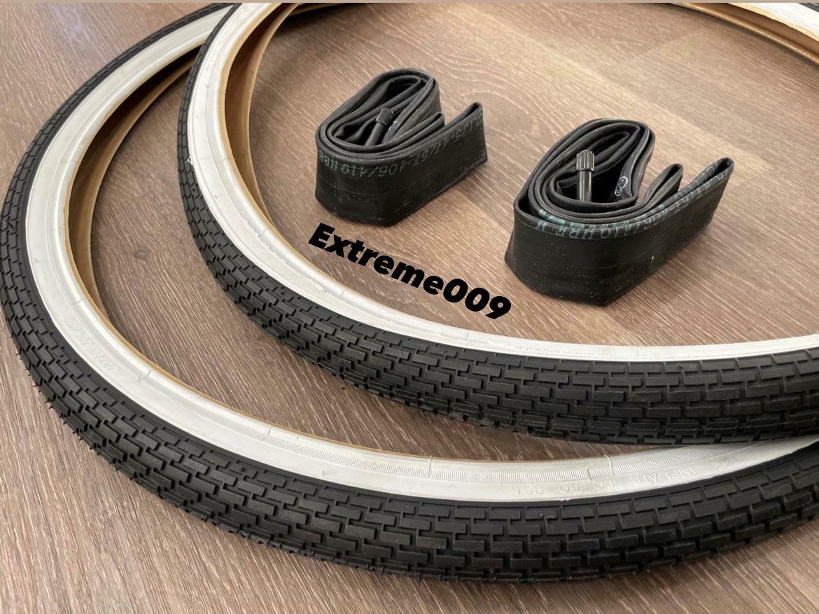 26x1.75 Brick Pattern White Wall Tires & Tubes 26x1.75 Beach Cruiser Lowrider*