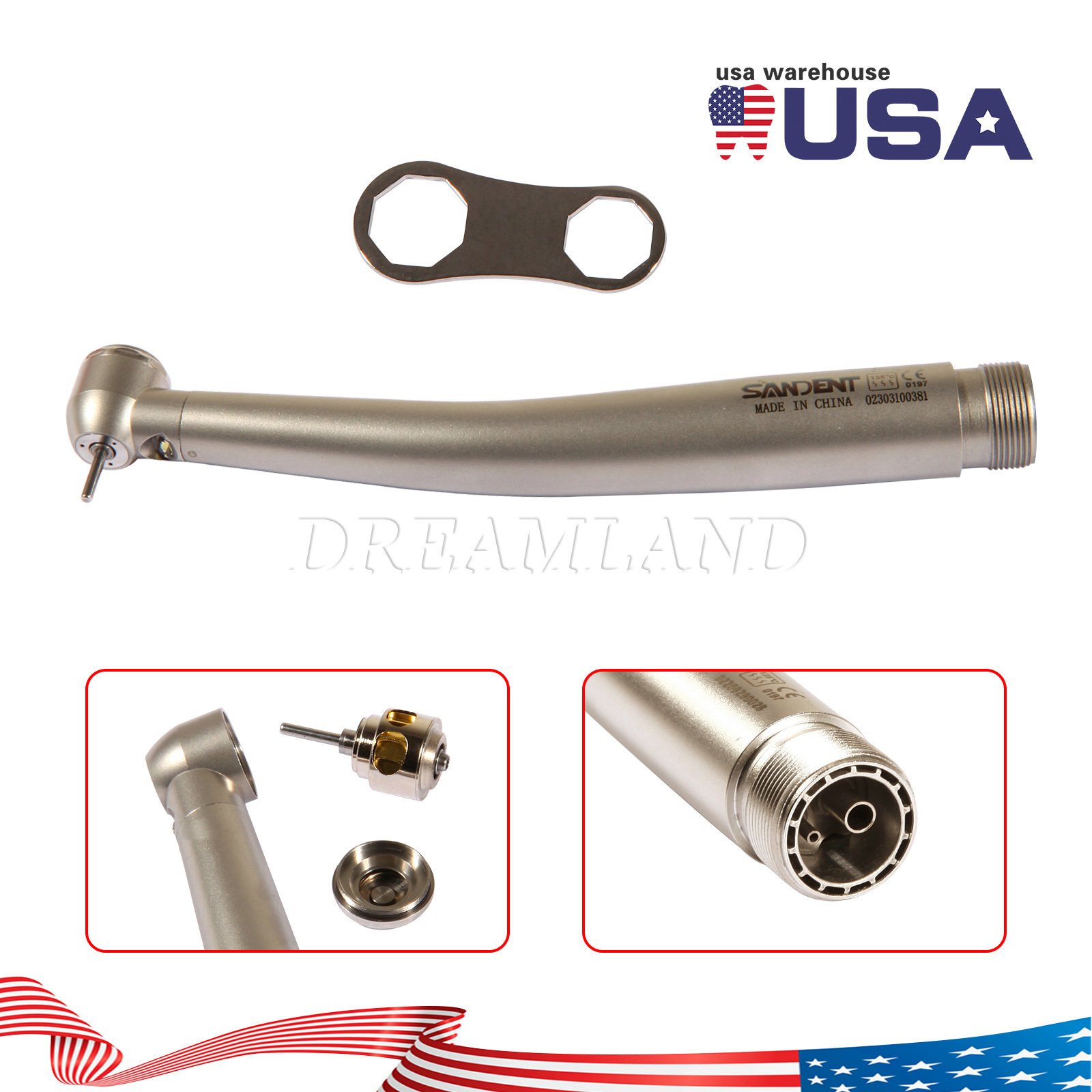 Pieza de mano LED turbina alta velocidad fibra óptica dental estilo NSK 2 Holes