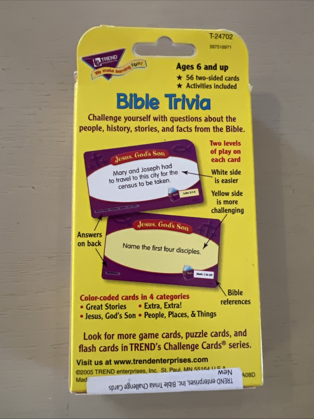 Bible Trivia Card Game Cards/Challenge Cards ~New