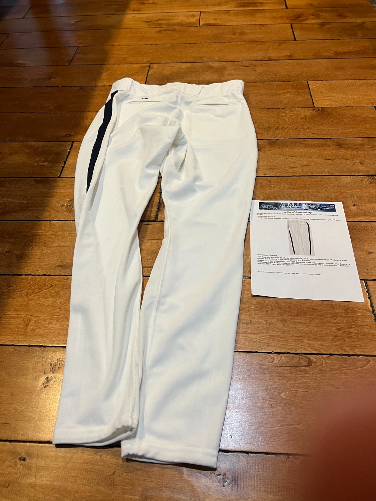 Lance Berkman's 2007 Houston Astros 1986 Throwback Home Uniform Pants GAME USED